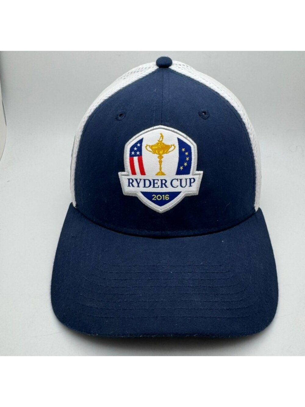 Ryder Cup 2016 Hat Cap Navy Blue White Mesh Stretch Fit New Era Golf